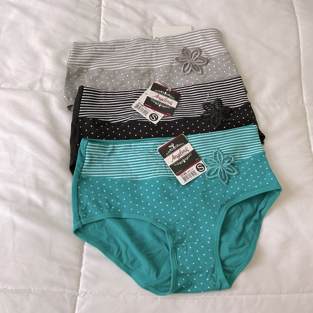 Women Striped and Dotted Bottoms - Gray, Black, Teal